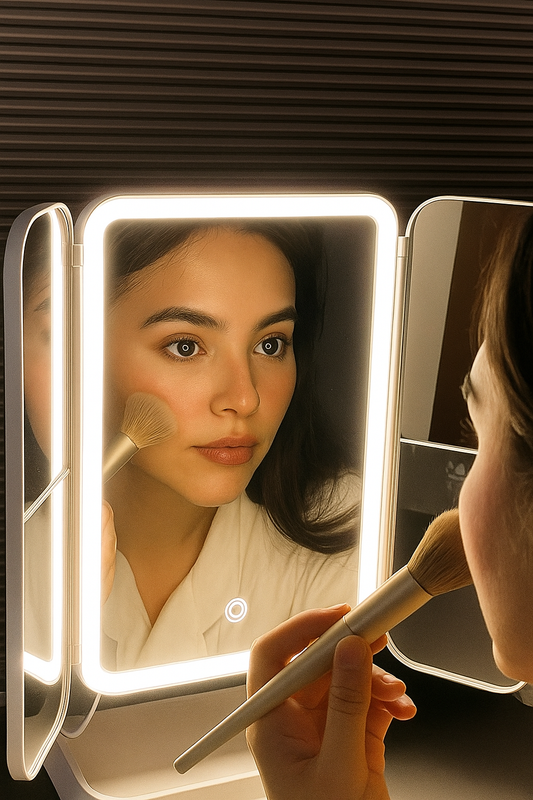 Espejo De Maquillaje Triple Iluminado